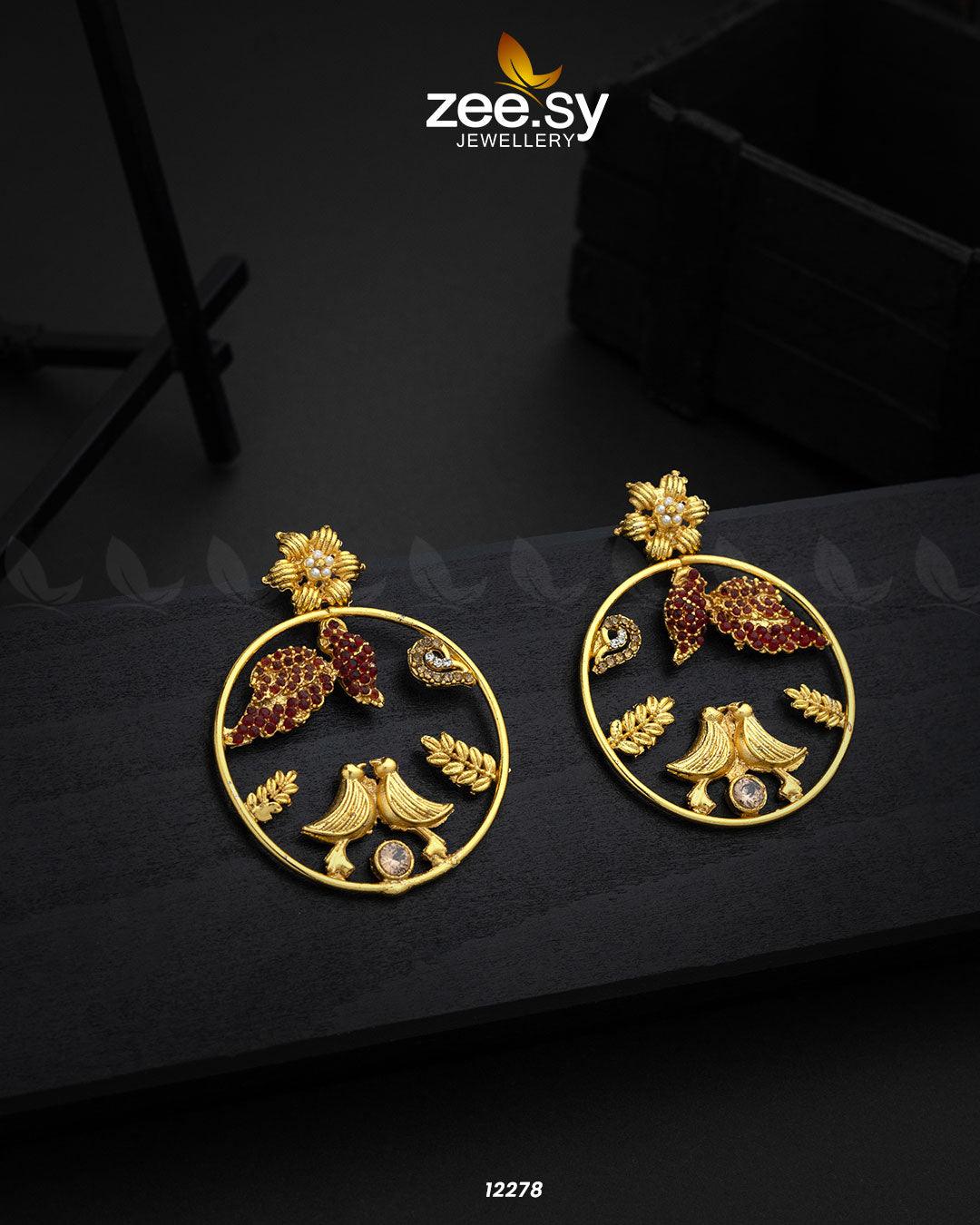 Nouveau Earrings - by - Libasekhas UK - Registered Vendor of : Zeesy - 100% Original Designer Dresss