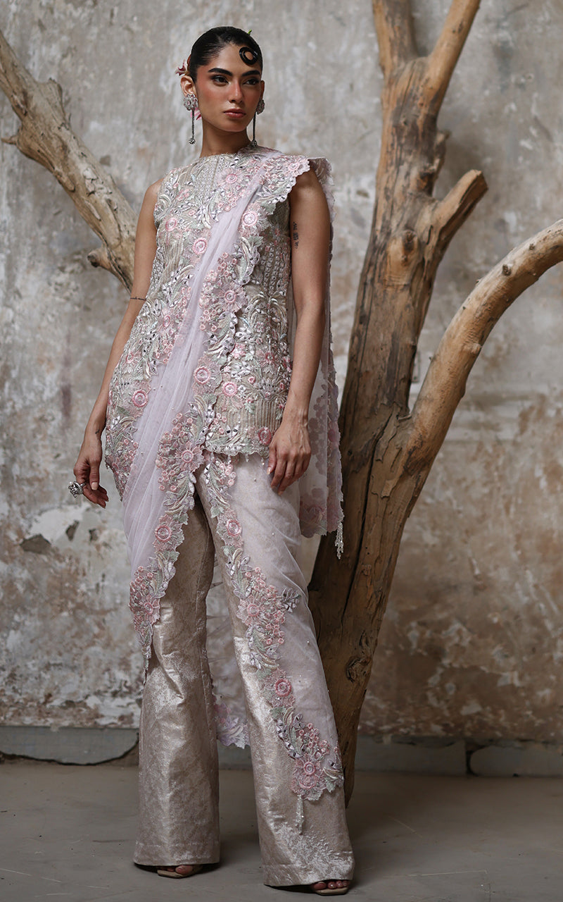 Threads and Motifs | Formal Dresses 25 | Organza Embroidered Shirt - by Libasekhas UK - Registered Vendor of : Threads and Motifs - 100% Original Designer Dress