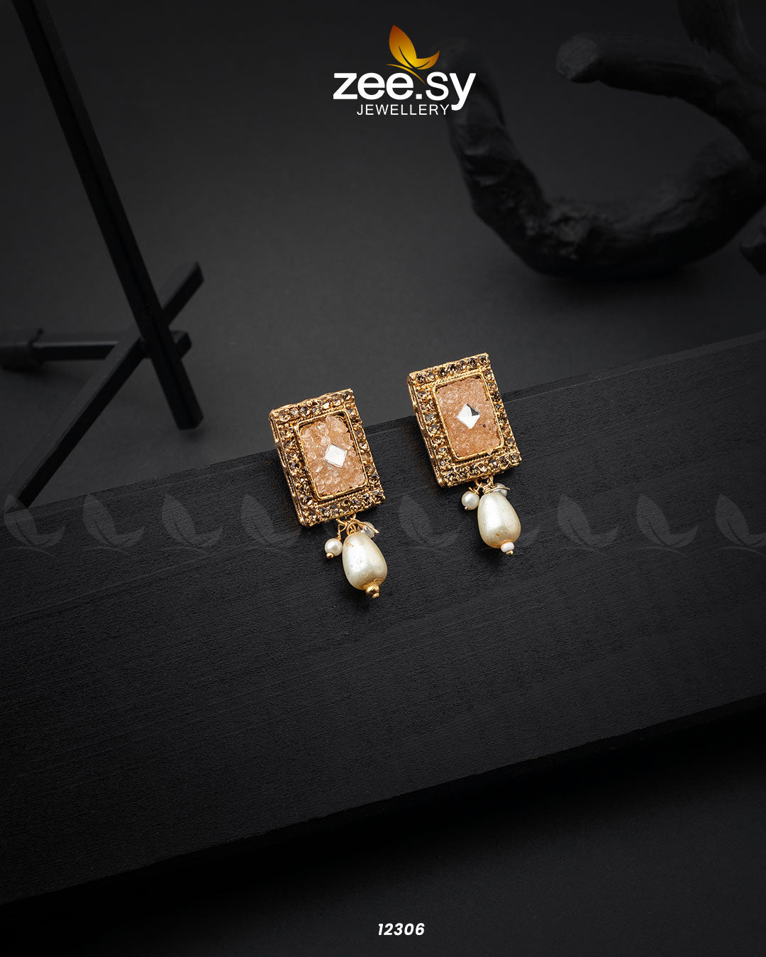 Cobble Crush Earrings - by - Libasekhas UK - Registered Vendor of : Zeesy - 100% Original Designer Dresss