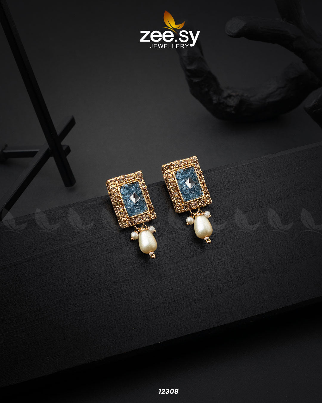 Cobble Crush Earrings - by - Libasekhas UK - Registered Vendor of : Zeesy - 100% Original Designer Dresss