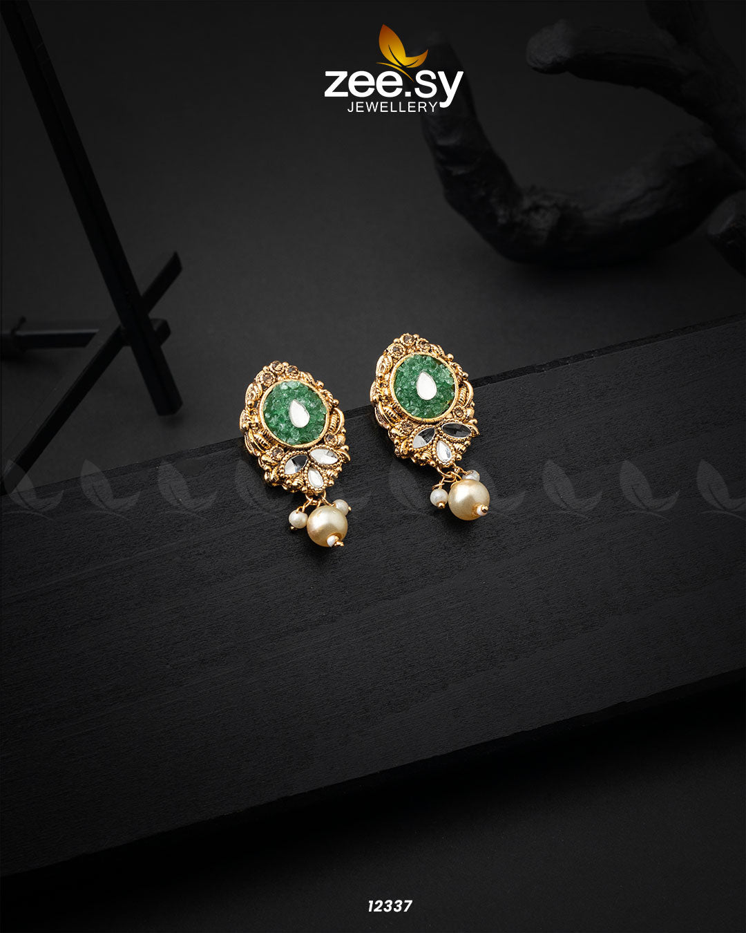 Quartz Earrings - by - Libasekhas UK - Registered Vendor of : Zeesy - 100% Original Designer Dresss