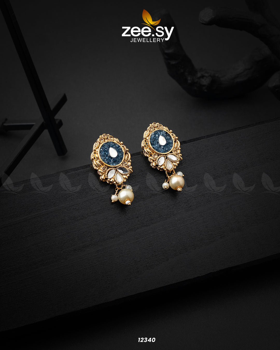 Quartz Earrings - by - Libasekhas UK - Registered Vendor of : Zeesy - 100% Original Designer Dresss