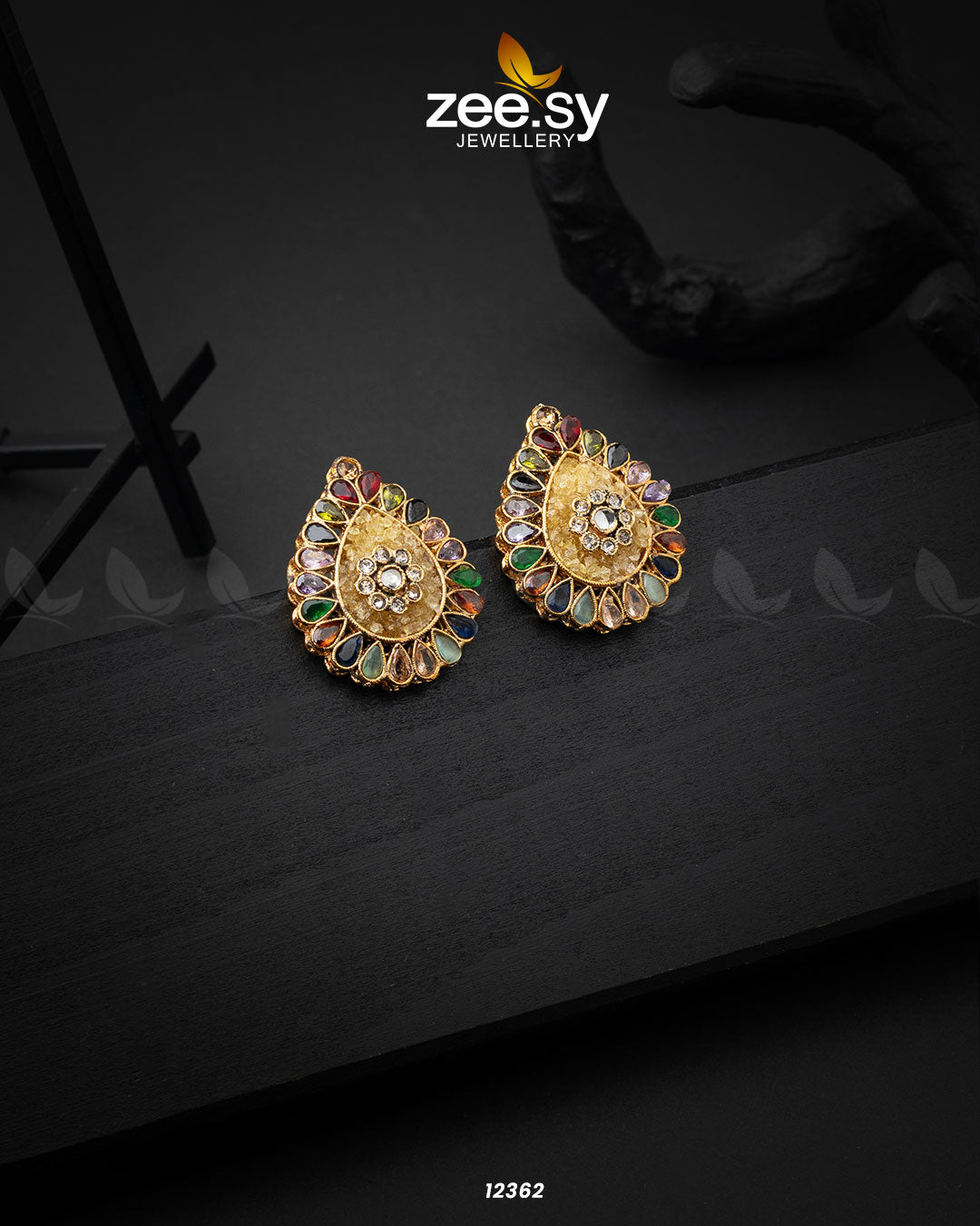 Slate Crush Earrings - by - Libasekhas UK - Registered Vendor of : Zeesy - 100% Original Designer Dresss
