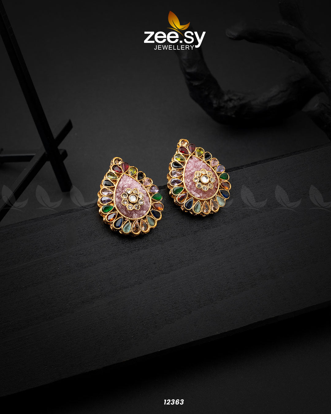 Slate Crush Earrings - by - Libasekhas UK - Registered Vendor of : Zeesy - 100% Original Designer Dresss