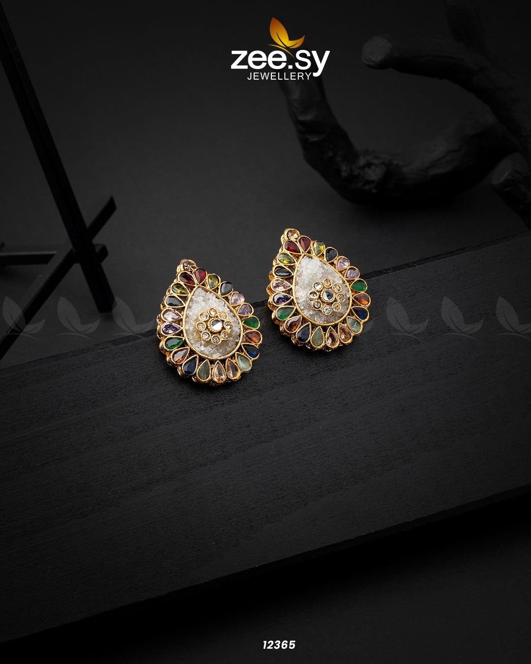 Slate Crush Earrings - by - Libasekhas UK - Registered Vendor of : Zeesy - 100% Original Designer Dresss