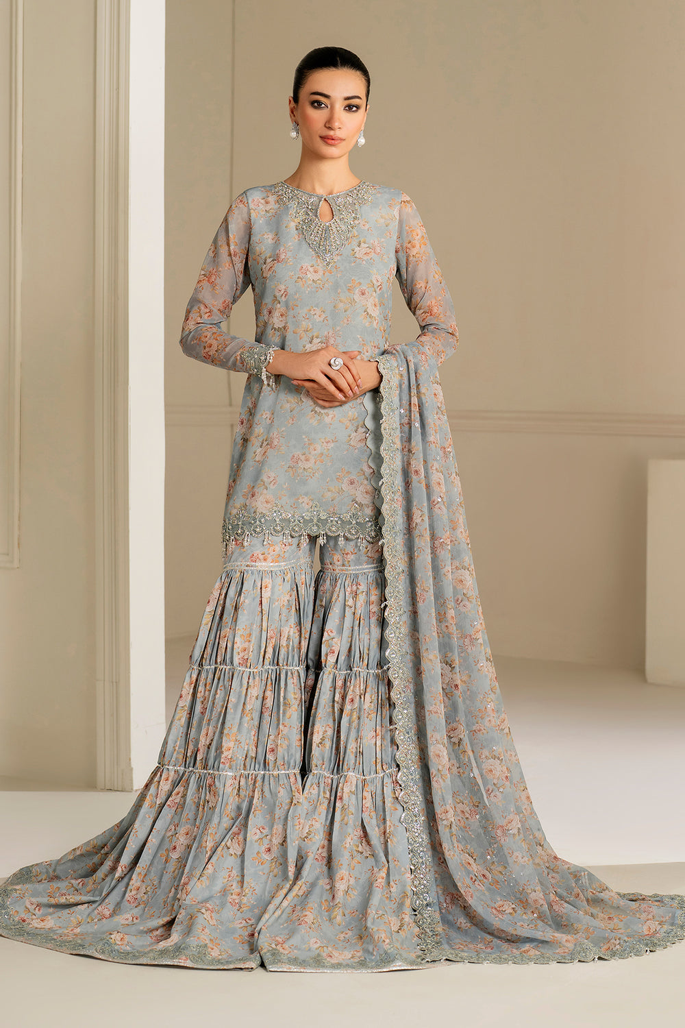 Baroque | Formals Collection | EMBROIDERED CHIFFON UF-4165 - by Libasekhas UK - Registered Vendor of : Baroque - 100% Original Designer Dress