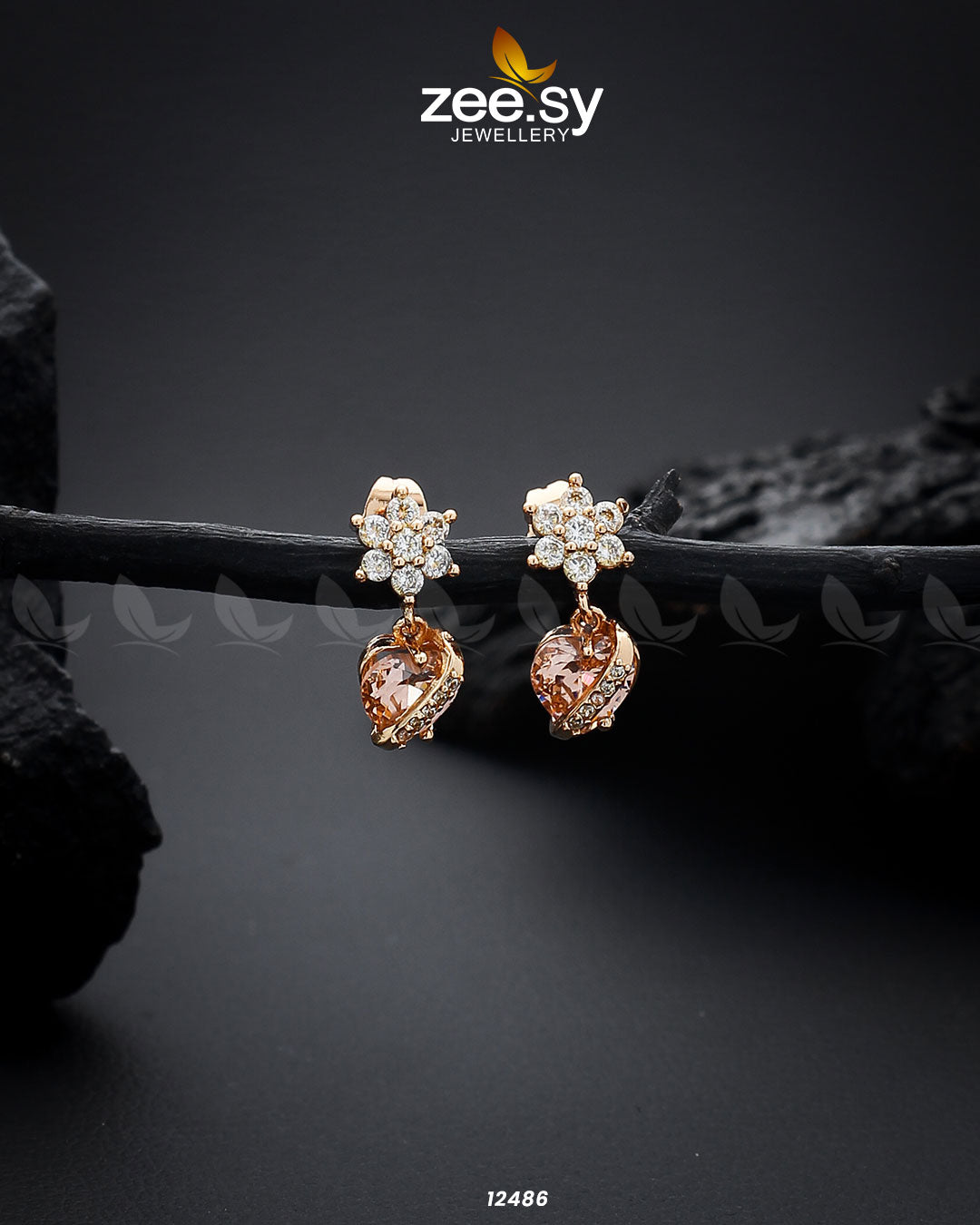 Heart Earrings - by - Libasekhas UK - Registered Vendor of : Zeesy - 100% Original Designer Dresss