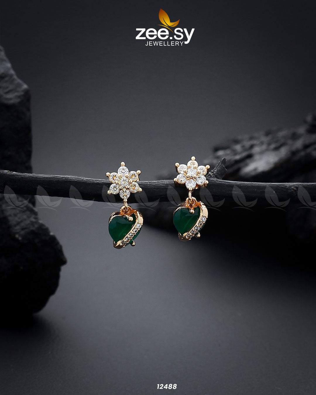 Heart Earrings - by - Libasekhas UK - Registered Vendor of : Zeesy - 100% Original Designer Dresss
