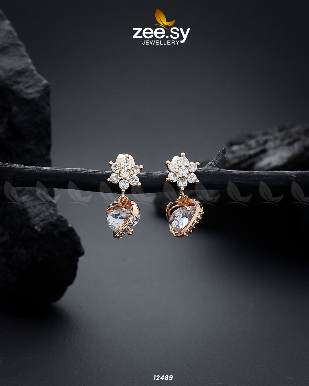 Heart Earrings - by - Libasekhas UK - Registered Vendor of : Zeesy - 100% Original Designer Dresss