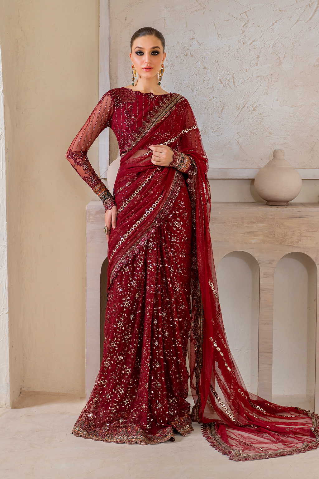Iznik | Chinnon Chiffon | CC-49 Embroidered Net - by - Libasekhas UK - Registered Vendor of : Iznik - 100% Original Designer Dresss