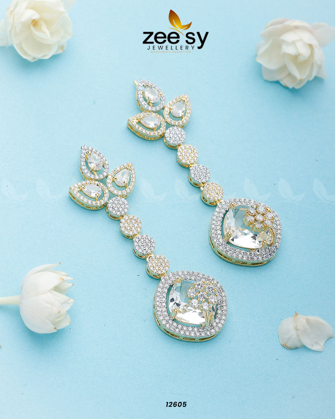 Lunara Earrings - by - Libasekhas UK - Registered Vendor of : Zeesy - 100% Original Designer Dresss