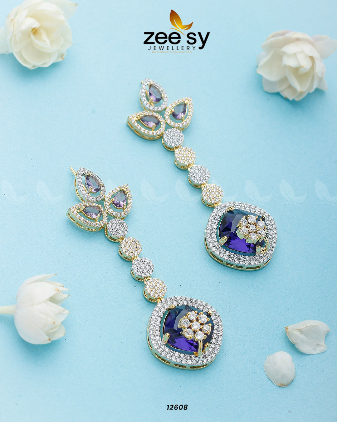 Lunara Earrings - by - Libasekhas UK - Registered Vendor of : Zeesy - 100% Original Designer Dresss