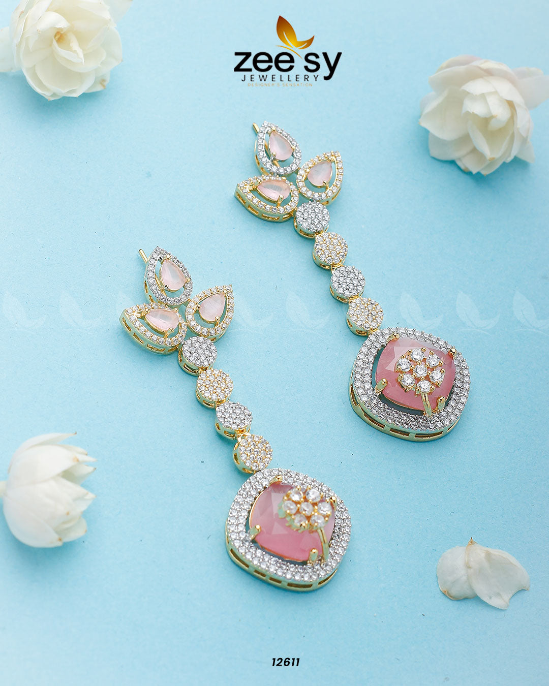 Lunara Earrings - by - Libasekhas UK - Registered Vendor of : Zeesy - 100% Original Designer Dresss