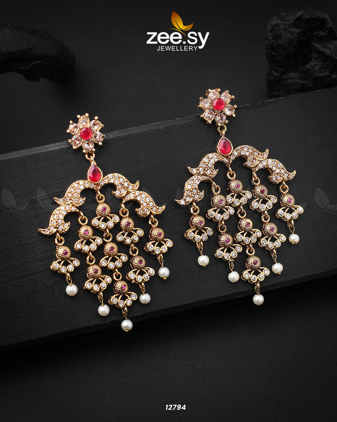 Hanging Earrings - by - Libasekhas UK - Registered Vendor of : Zeesy - 100% Original Designer Dresss