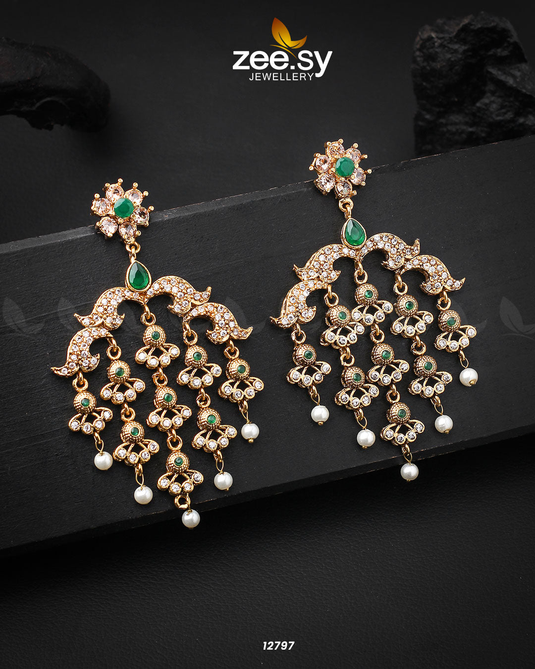 Hanging Earrings - by - Libasekhas UK - Registered Vendor of : Zeesy - 100% Original Designer Dresss