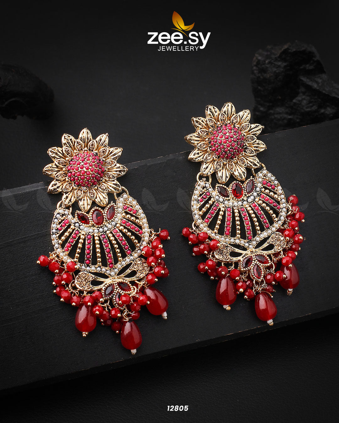 Arri Earrings - by - Libasekhas UK - Registered Vendor of : Zeesy - 100% Original Designer Dresss