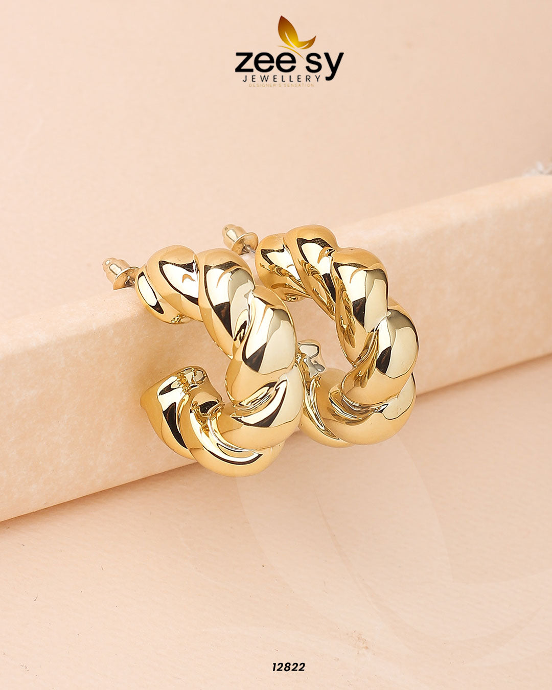 Twisted Hoop Earring - by - Libasekhas UK - Registered Vendor of : Zeesy - 100% Original Designer Dresss