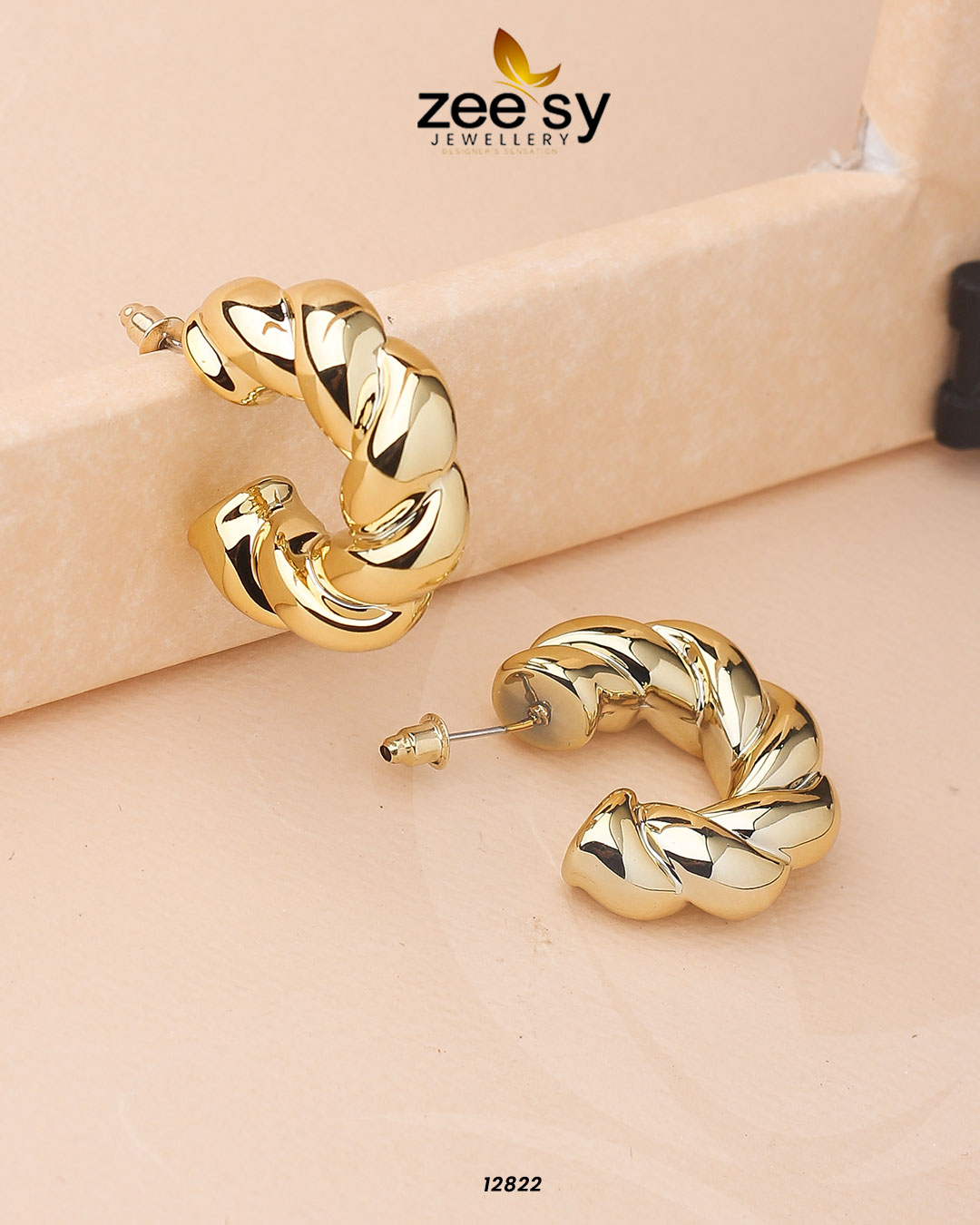 Twisted Hoop Earring - by - Libasekhas UK - Registered Vendor of : Zeesy - 100% Original Designer Dresss