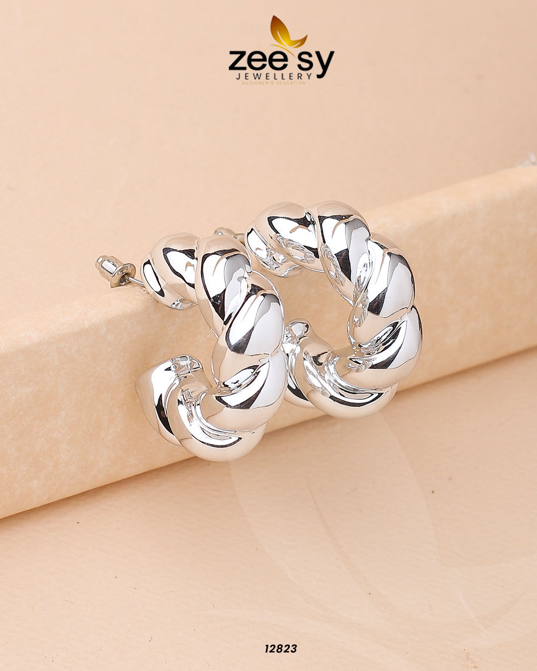 Twisted Hoop Earring - by - Libasekhas UK - Registered Vendor of : Zeesy - 100% Original Designer Dresss