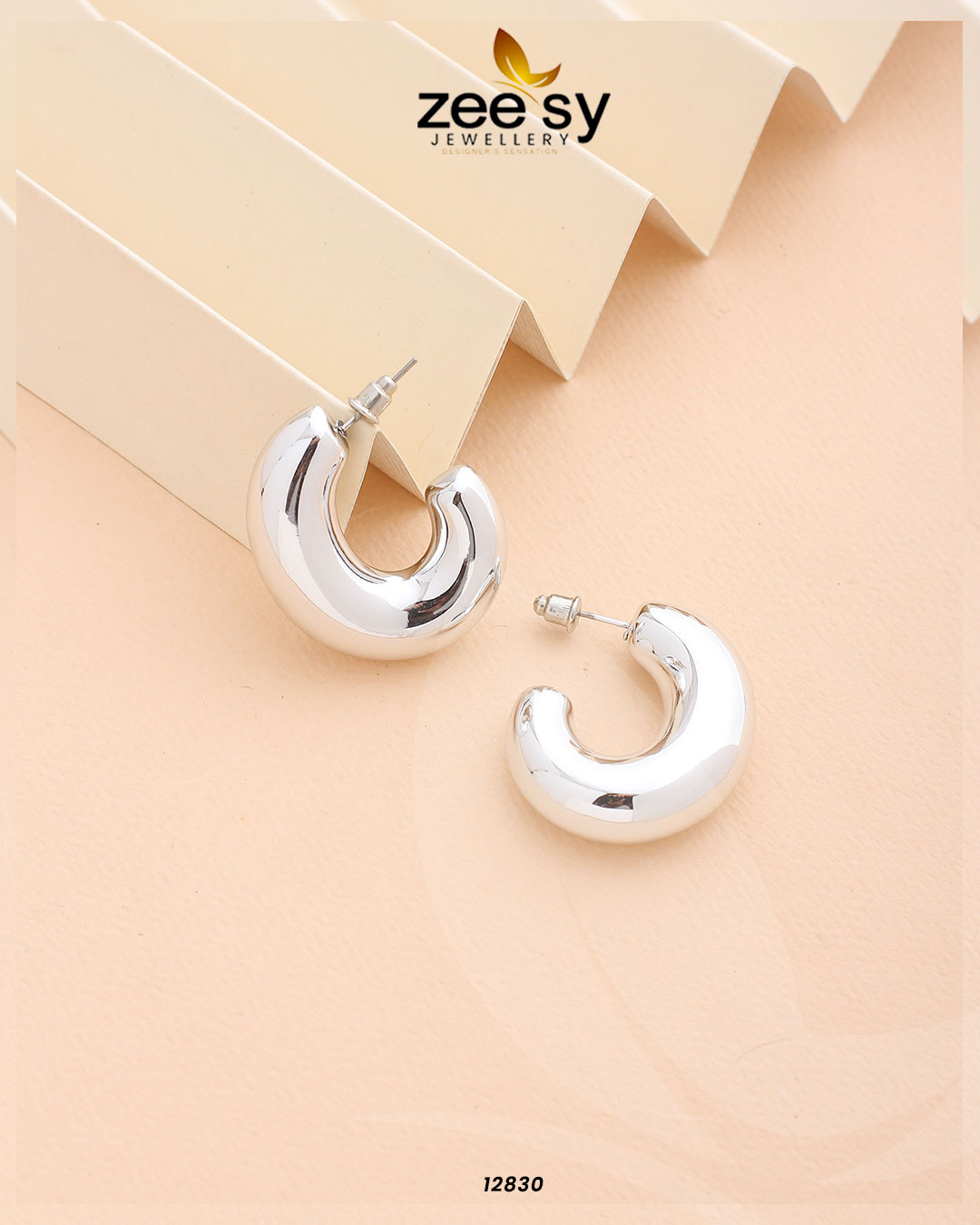 C-Type Stud Earrings - by - Libasekhas UK - Registered Vendor of : Zeesy - 100% Original Designer Dresss