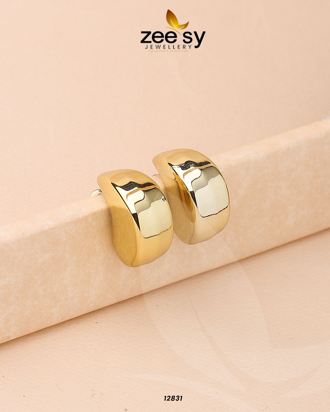 Crescent Hoop Earrings - by - Libasekhas UK - Registered Vendor of : Zeesy - 100% Original Designer Dresss
