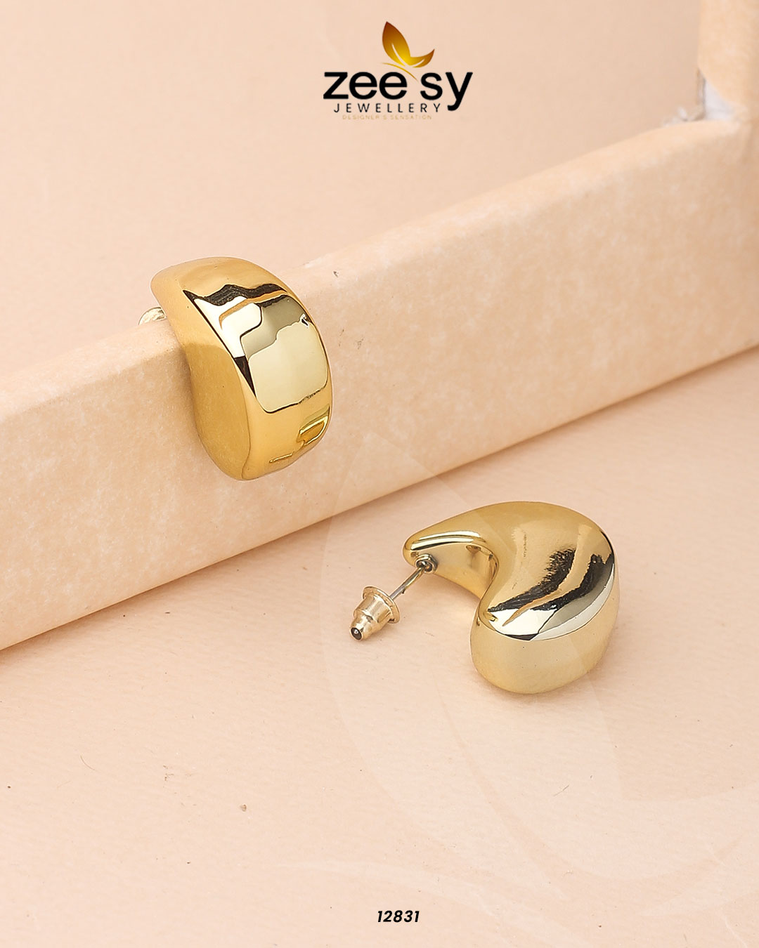 Crescent Hoop Earrings - by - Libasekhas UK - Registered Vendor of : Zeesy - 100% Original Designer Dresss