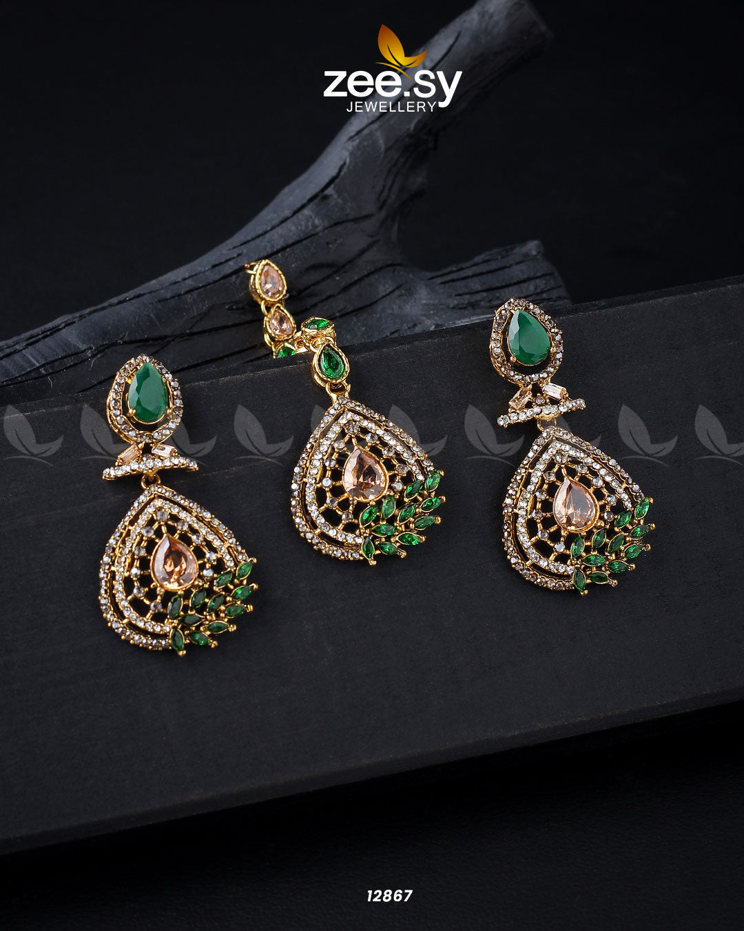 Plumeria Earrings - by - Libasekhas UK - Registered Vendor of : Zeesy - 100% Original Designer Dresss