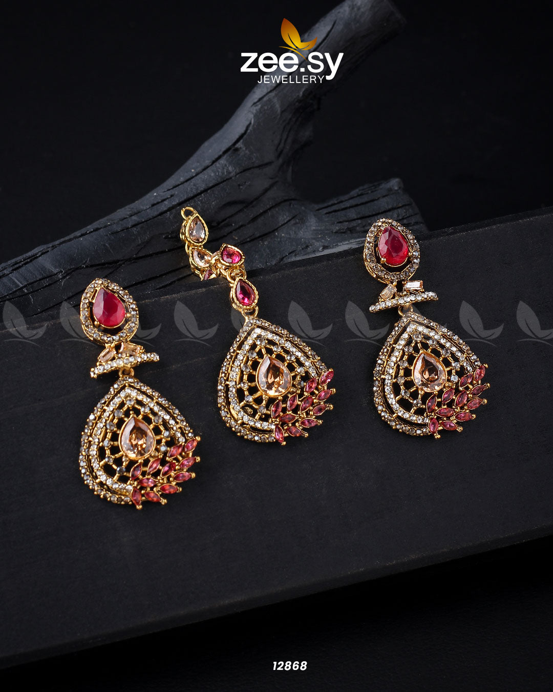 Plumeria Earrings - by - Libasekhas UK - Registered Vendor of : Zeesy - 100% Original Designer Dresss