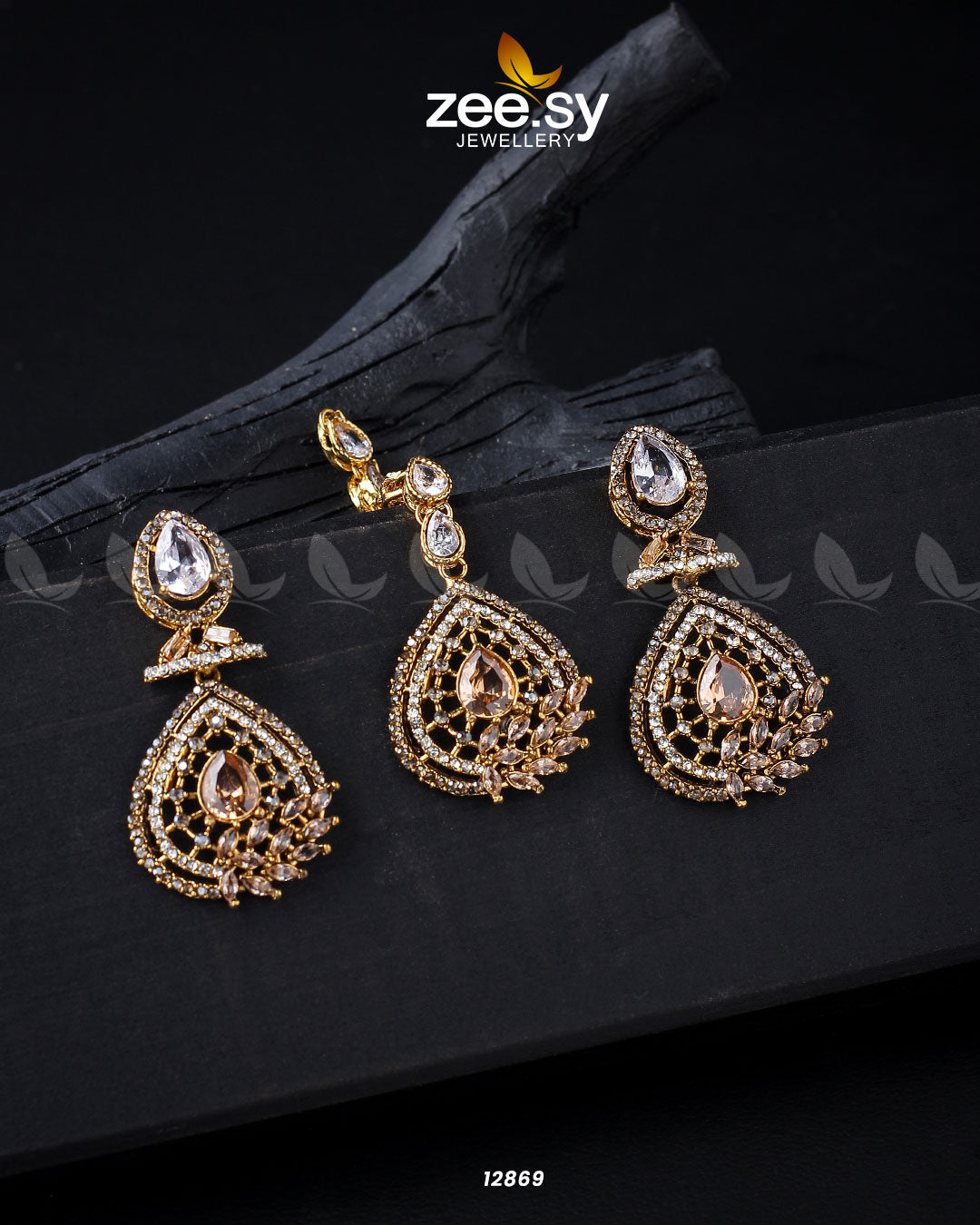 Plumeria Earrings - by - Libasekhas UK - Registered Vendor of : Zeesy - 100% Original Designer Dresss