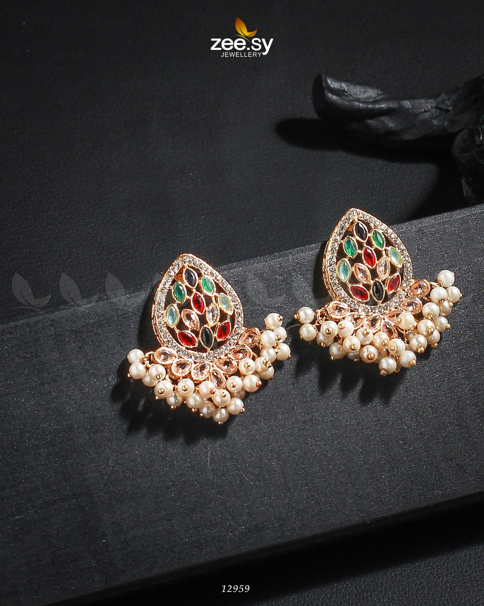Faisha Earrings - by - Libasekhas UK - Registered Vendor of : Zeesy - 100% Original Designer Dresss