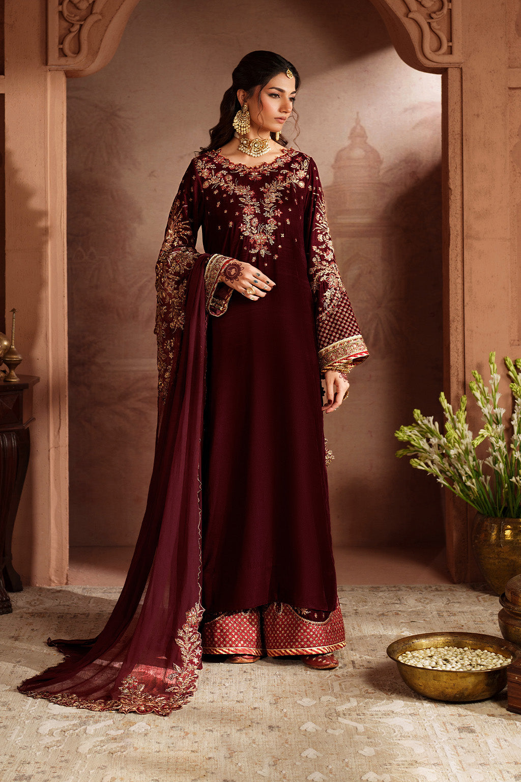 Iznik | Velvet 25 | IV-55 Embroidered Velvet - by Libasekhas UK - Registered Vendor of : Iznik - 100% Original Designer Dress