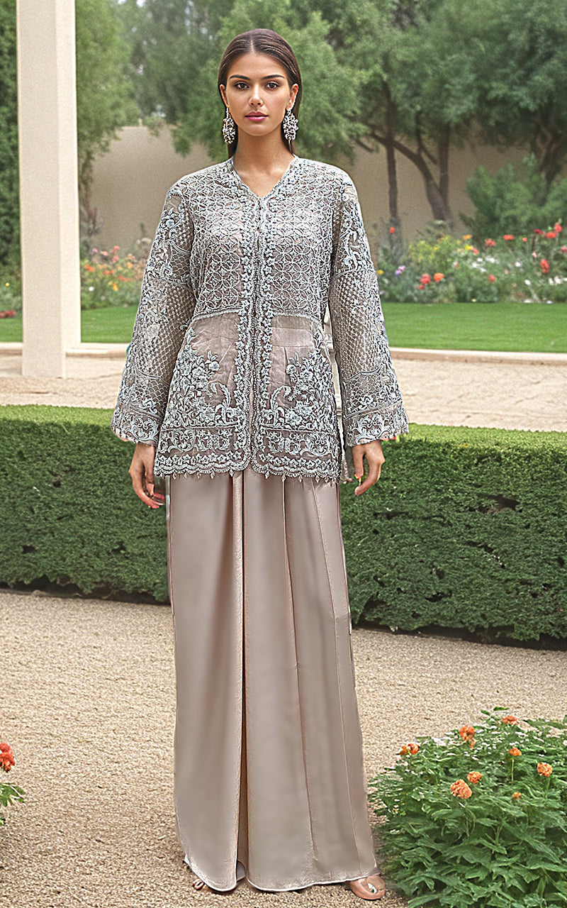 Threads and Motifs | Formal Dresses 25 | Embroidered Jacket With Skirt - by Libasekhas UK - Registered Vendor of : Threads and Motifs - 100% Original Designer Dress