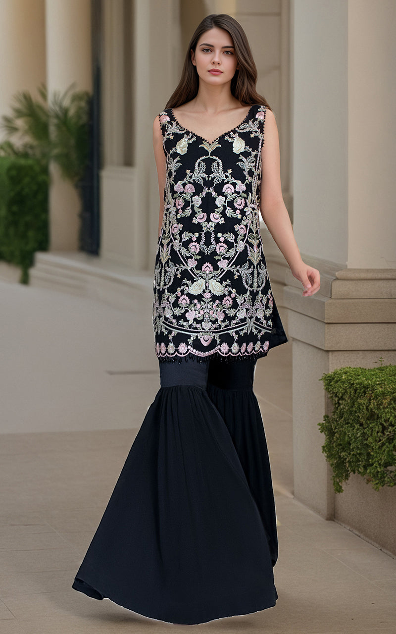 Threads and Motifs | Formal Dresses 25 | Chiffon Embroidered Shirt - by Libasekhas UK - Registered Vendor of : Threads and Motifs - 100% Original Designer Dress