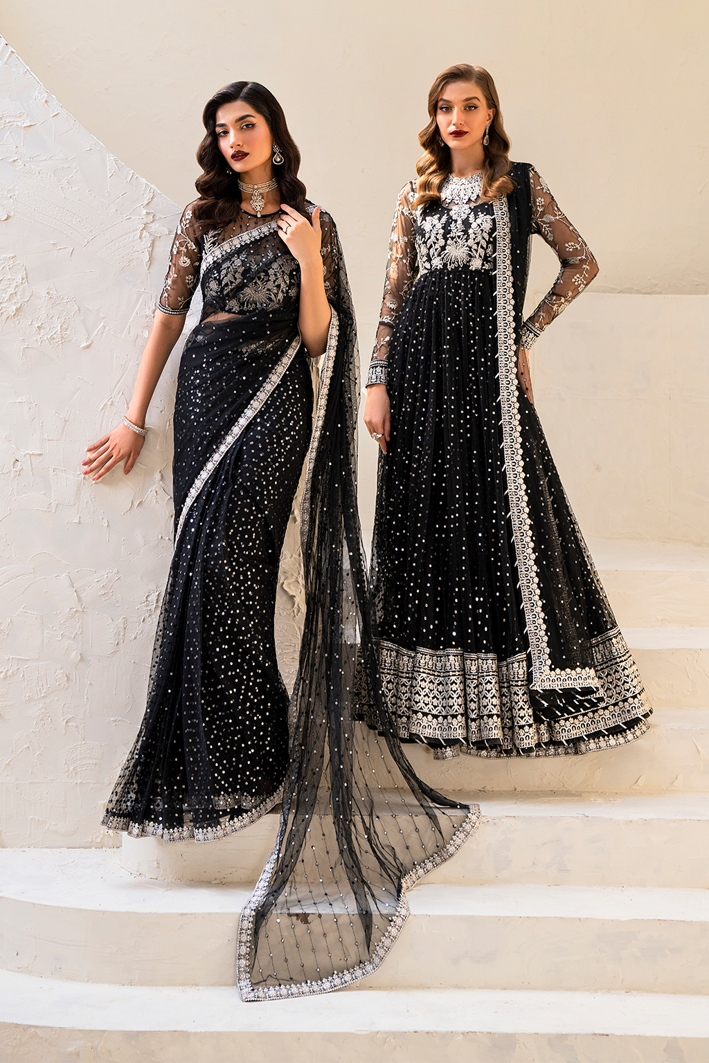 Iznik | Chinnon Chiffon | CC-50 Embroidered Net - by - Libasekhas UK - Registered Vendor of : Iznik - 100% Original Designer Dresss