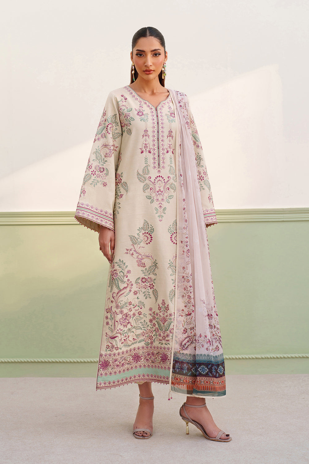 Baroque | Formals Collection | EMBROIDERED RAW SILK UF-4385 - by Libasekhas UK - Registered Vendor of : Baroque - 100% Original Designer Dress