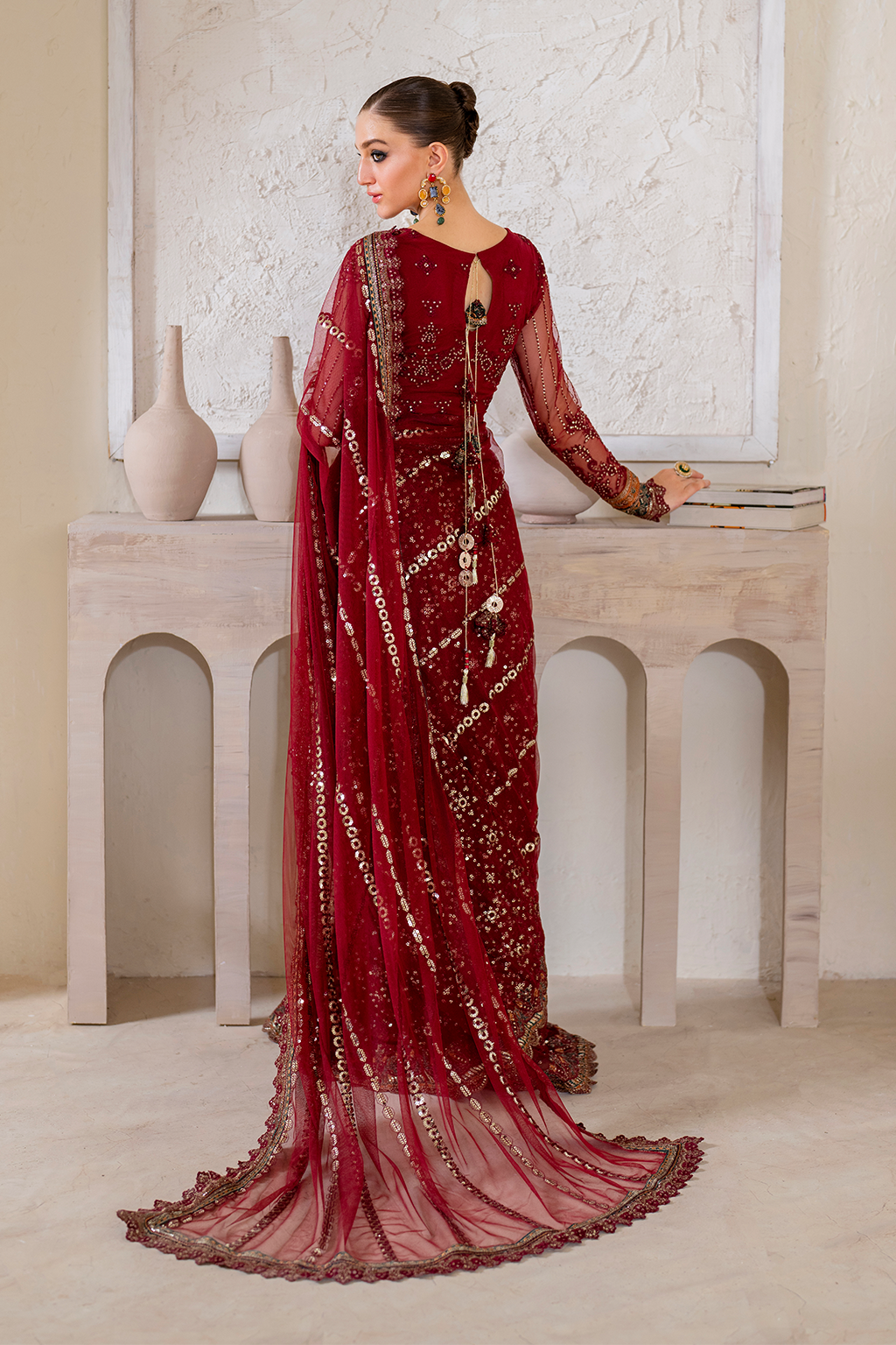 Iznik | Chinnon Chiffon | CC-49 Embroidered Net - by - Libasekhas UK - Registered Vendor of : Iznik - 100% Original Designer Dresss