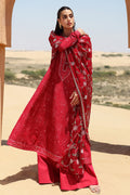 Cross Stitch | Eid Lawn 24 | VERMILLION SCARLET - by - Libasekhas UK - Registered Vendor of : Cross Stitch - 100% Original Designer Dresss