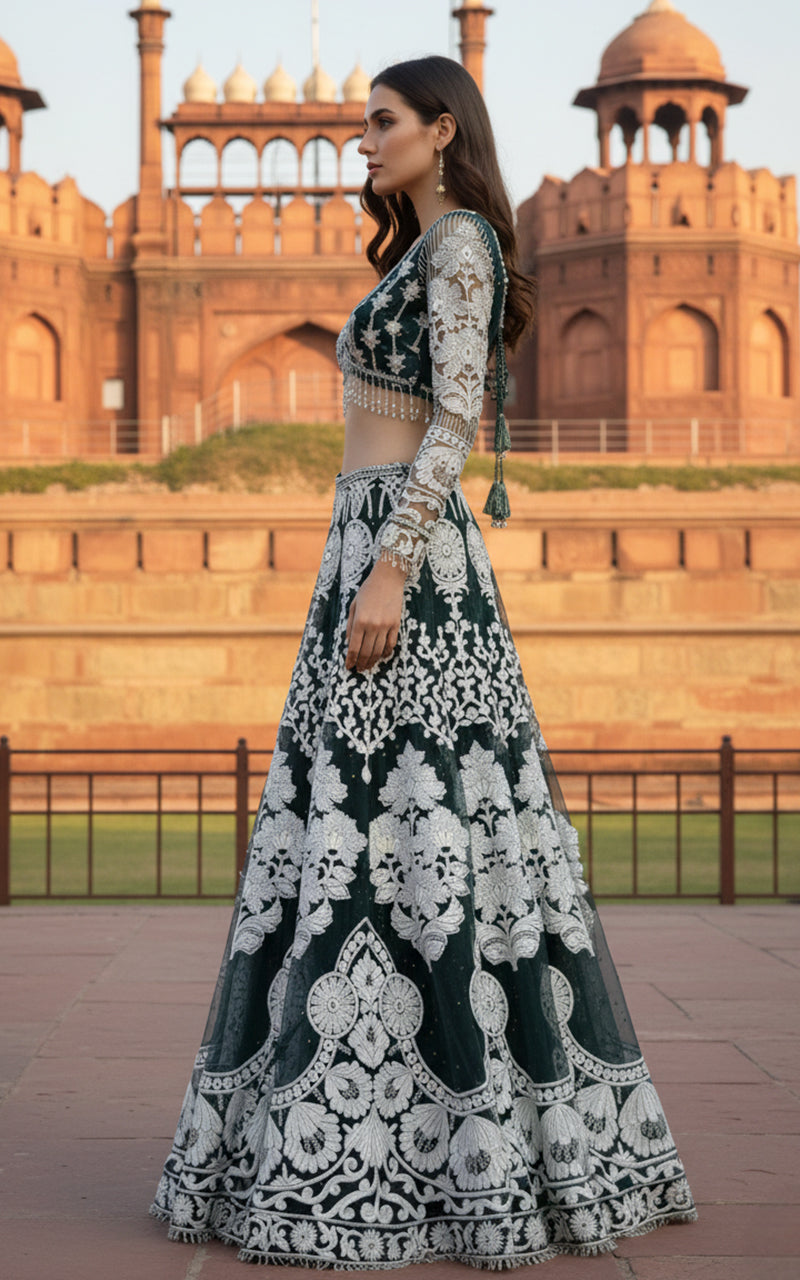Threads and Motifs | Formal Outfits | Blouse With Lehenga - by Libasekhas UK - Registered Vendor of : Threads and Motifs - 100% Original Designer Dress