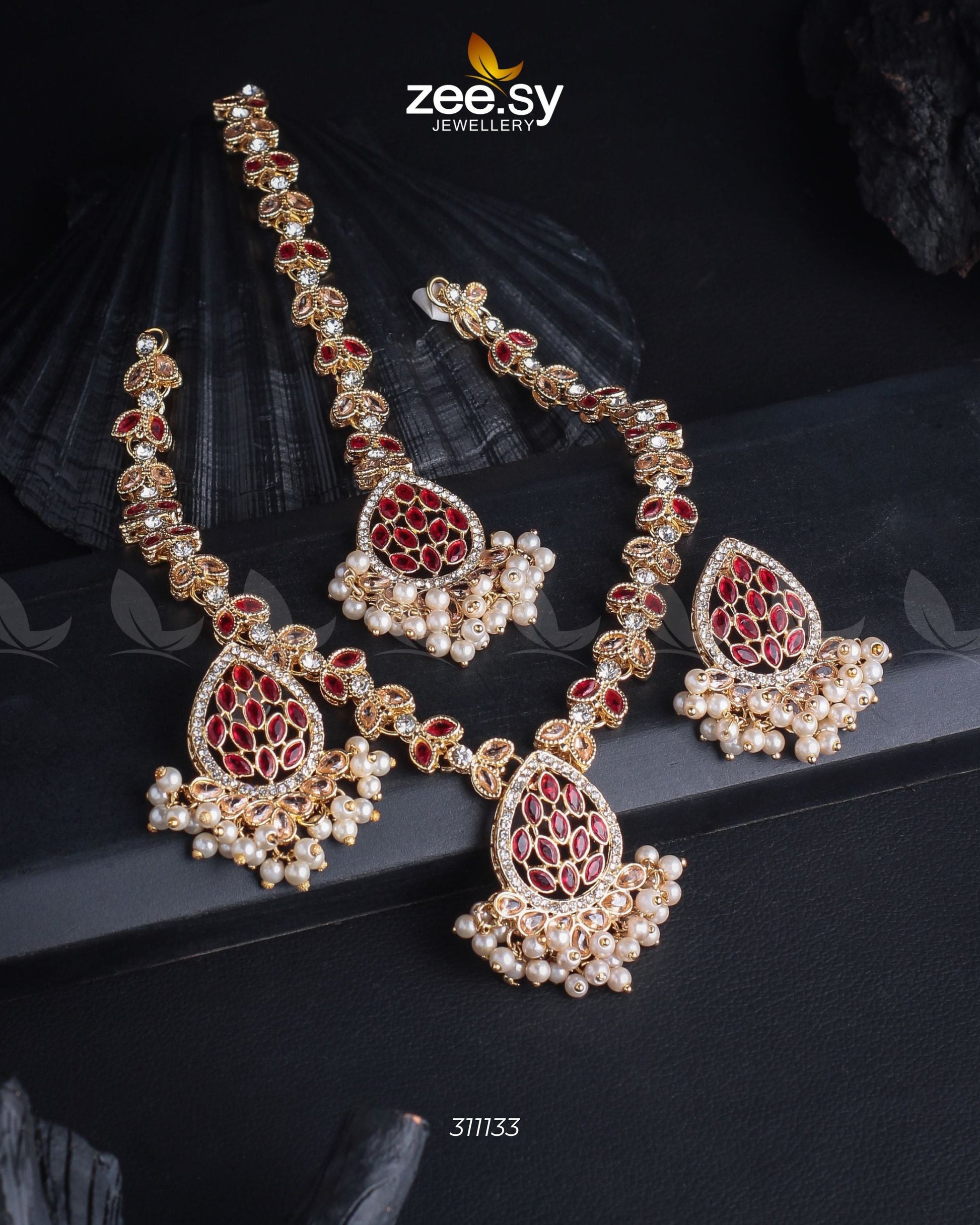 Luxe Necklace Set - by - Libasekhas UK - Registered Vendor of : Zeesy - 100% Original Designer Dresss