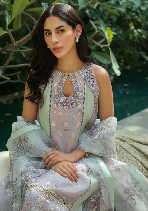 Layla Chatoor | Luxury Pret | Lavender Kali Kurta With Pants And Printed Dupatta - by Libasekhas UK - Registered Vendor of : Layla Chatoor - 100% Original Designer Dress
