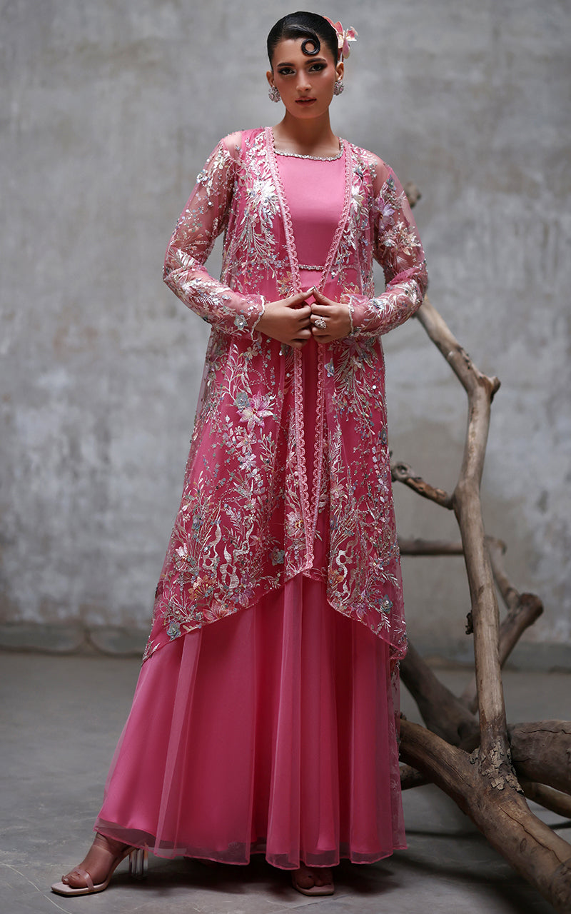 Threads and Motifs | Formal Dresses 25 | NET EMBROIDERED JAKCET WITH MAXI - by Libasekhas UK - Registered Vendor of : Threads and Motifs - 100% Original Designer Dress