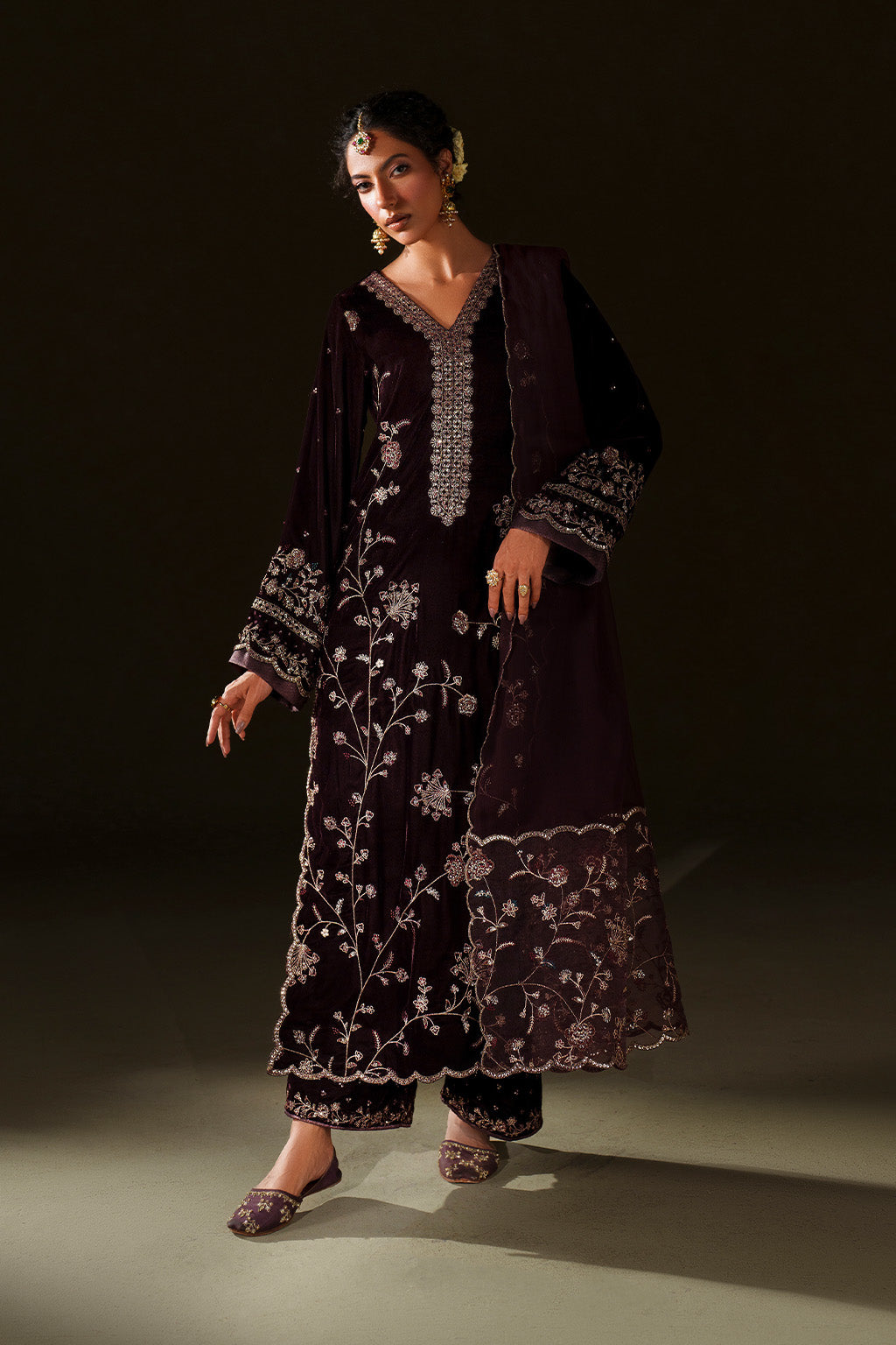 Iznik | Velvet 25 | IV-70 Embroidered Velvet - by Libasekhas UK - Registered Vendor of : Iznik - 100% Original Designer Dress