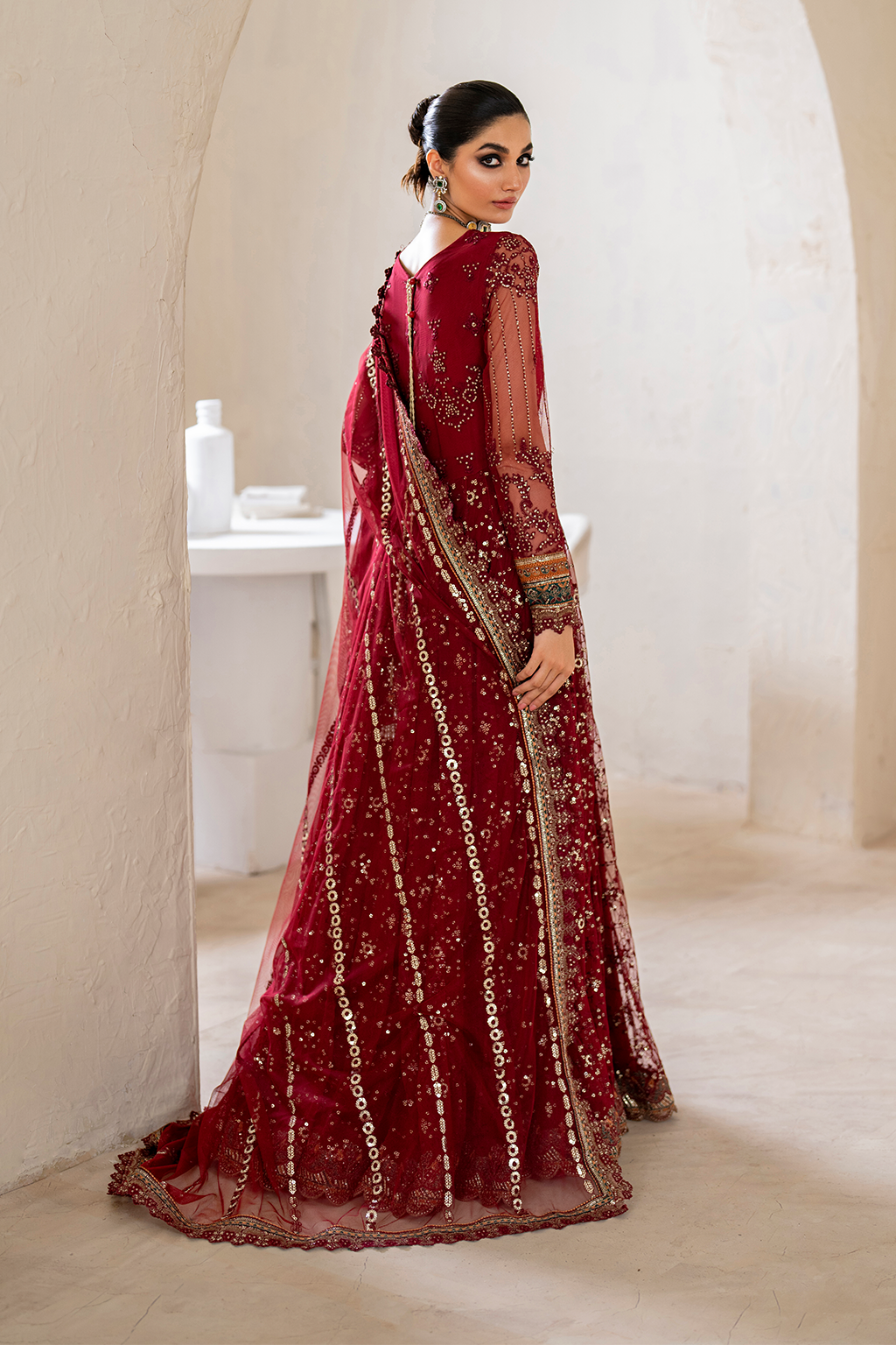 Iznik | Chinnon Chiffon | CC-49 Embroidered Net - by - Libasekhas UK - Registered Vendor of : Iznik - 100% Original Designer Dresss