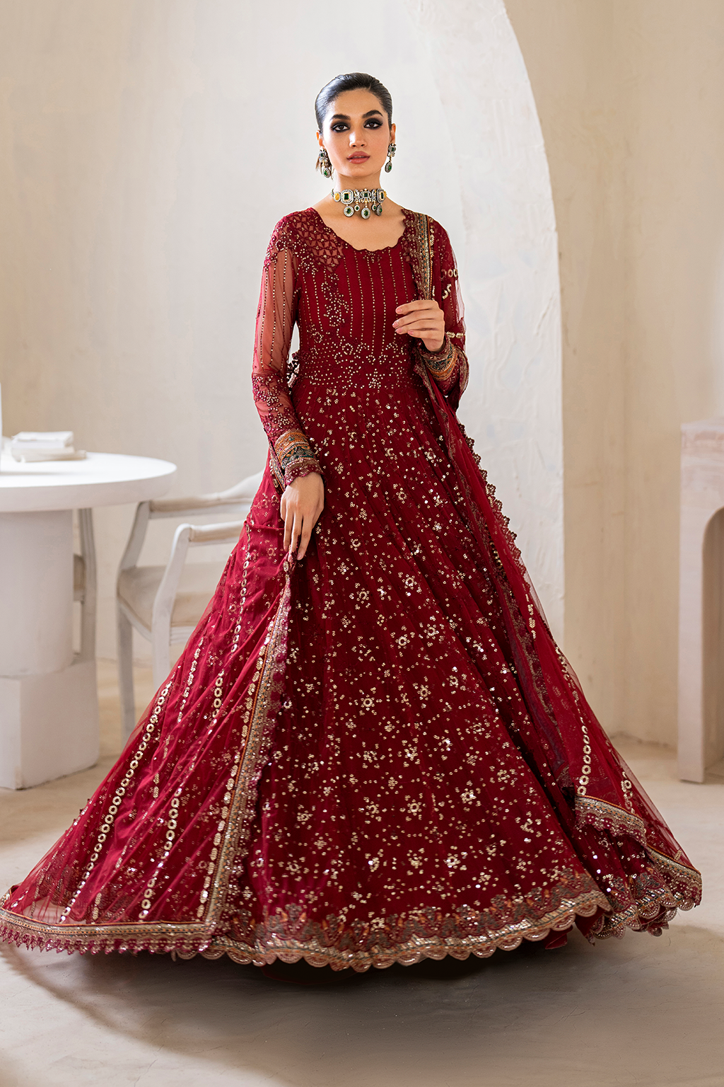 Iznik | Chinnon Chiffon | CC-49 Embroidered Net - by - Libasekhas UK - Registered Vendor of : Iznik - 100% Original Designer Dresss