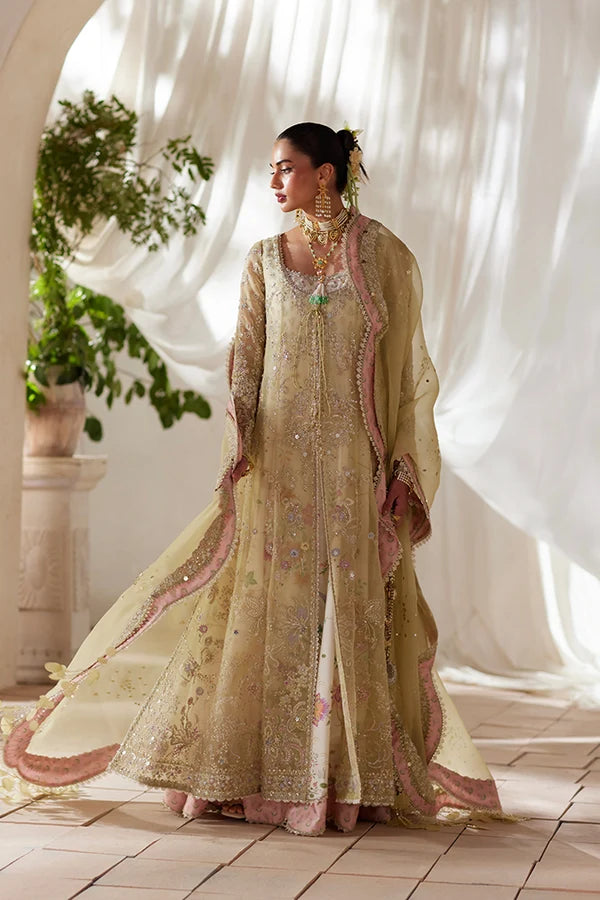 Suffuse | Freeshia RTW'26 | Pastel Yellow Front Open Pishwas & culottes-Silvia