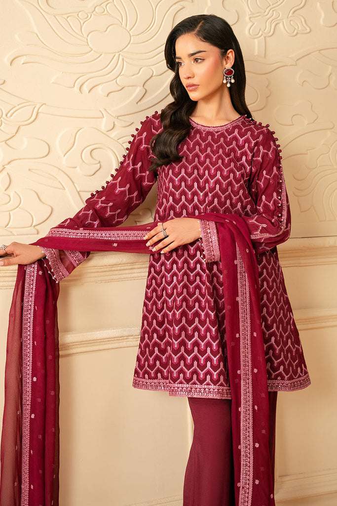 Cross Stitch | Luxe Atelier 25 | BURGUNDY BLISS - by - Libasekhas UK - Registered Vendor of : Cross Stitch - 100% Original Designer Dresss