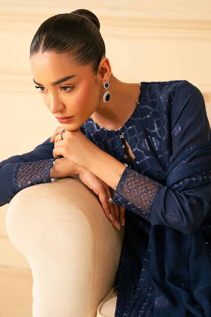 Cross Stitch | Luxe Atelier 25 | INDIGO BLUE - by - Libasekhas UK - Registered Vendor of : Cross Stitch - 100% Original Designer Dresss