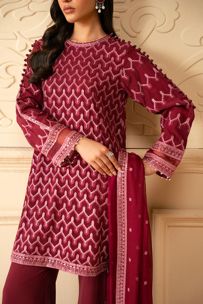 Cross Stitch | Luxe Atelier 25 | BURGUNDY BLISS - by - Libasekhas UK - Registered Vendor of : Cross Stitch - 100% Original Designer Dresss