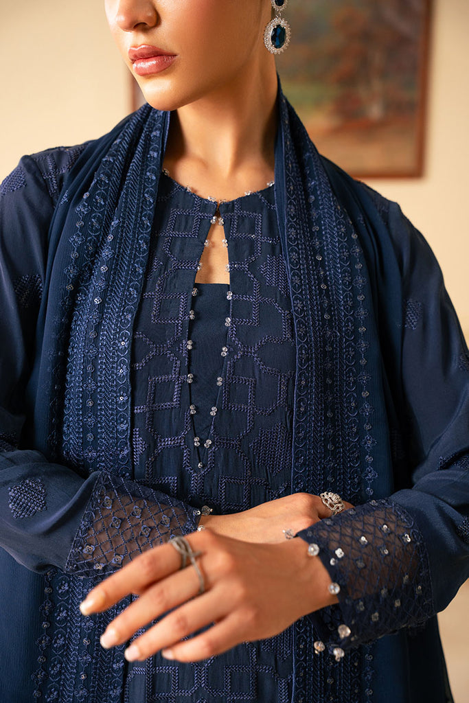 Cross Stitch | Luxe Atelier 25 | INDIGO BLUE - by - Libasekhas UK - Registered Vendor of : Cross Stitch - 100% Original Designer Dresss