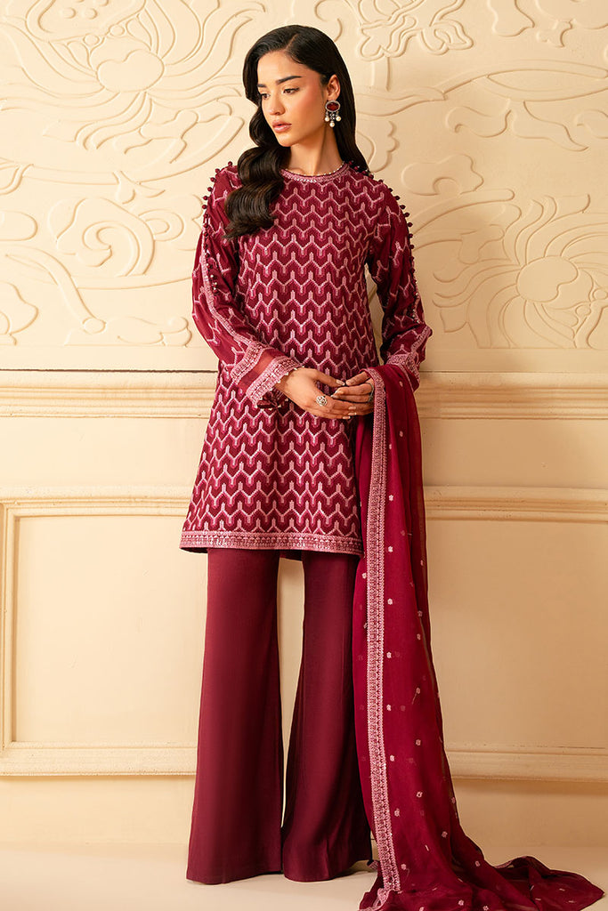 Cross Stitch | Luxe Atelier 25 | BURGUNDY BLISS - by - Libasekhas UK - Registered Vendor of : Cross Stitch - 100% Original Designer Dresss